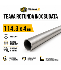 Teava rotunda inox sudata AISI 304, 114.3 x 4 mm, 6 metri Teava rotunda inox sudata AISI 304, 114.3 x 4 mm, 6 metri